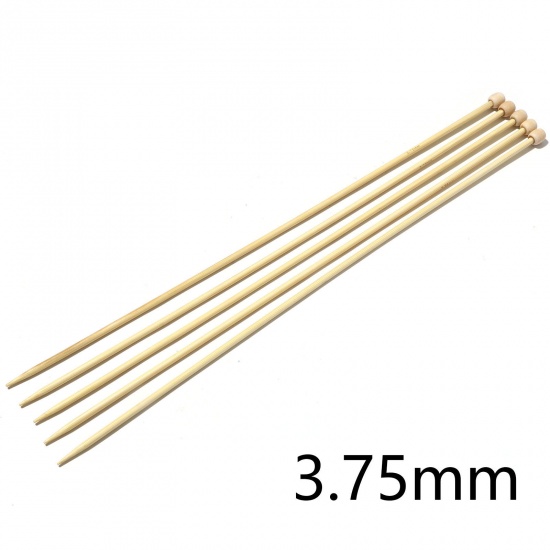 Picture of (US5 3.75mm) Bamboo Single Pointed Knitting Needles Natural 35cm(13 6/8") long, 5 PCs