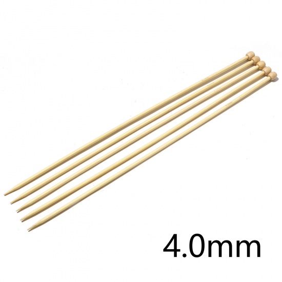Picture of (US6 4.0mm) Bamboo Single Pointed Knitting Needles Natural 35cm(13 6/8") long, 5 PCs