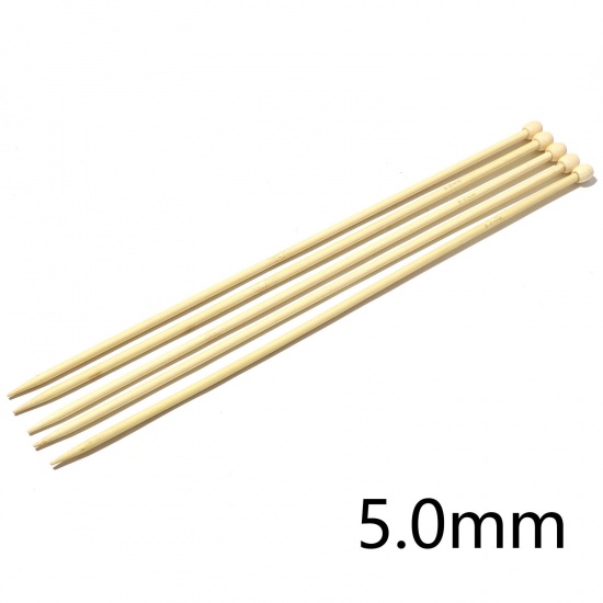 Picture of (US8 5.0mm) Bamboo Single Pointed Knitting Needles Natural 35cm(13 6/8") long, 5 PCs