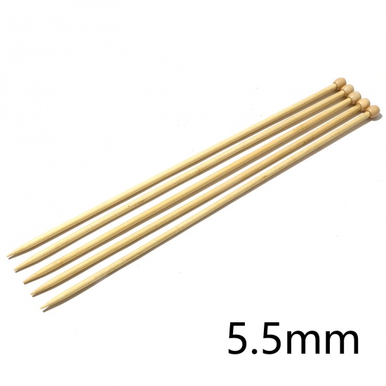 Picture of (US9 5.5mm) Bamboo Single Pointed Knitting Needles Natural 35cm(13 6/8") long, 5 PCs