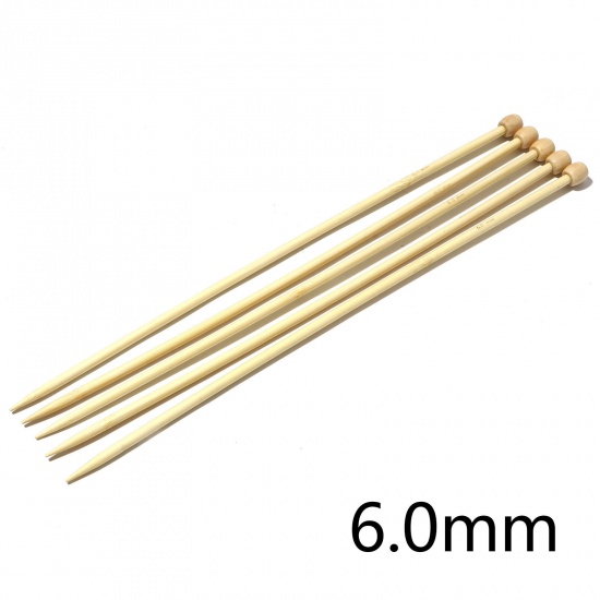 Picture of (US10 6.0mm) Bamboo Single Pointed Knitting Needles Natural 35cm(13 6/8") long, 5 PCs
