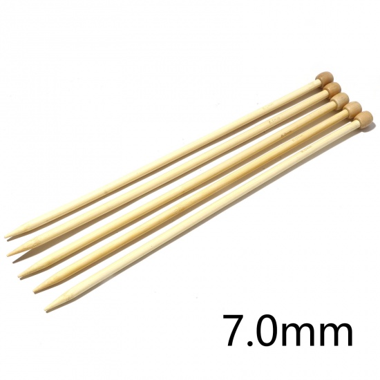 Picture of 7mm Bamboo Single Pointed Knitting Needles Natural 35cm(13 6/8") long, 5 PCs