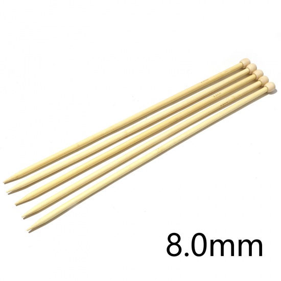 Picture of (US11 8.0mm) Bamboo Single Pointed Knitting Needles Natural 35cm(13 6/8") long, 5 PCs