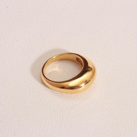 Immagine di Acciaio al titanio Stile Ins Non Regolabile Anello Placcato Oro 18K Tondo Arco 16.5mm (taglia di US: 6), 1 Pz