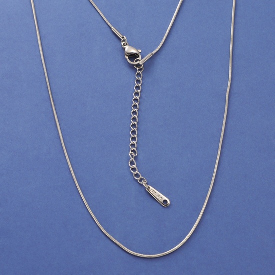 Bild von 304 Edelstahl Ins Stil Schlangenkette Kette Halskette Silberfarbe 40cm lang, Kettengröße: 1mm, 1 Strang