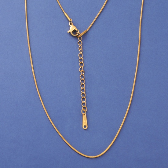 Bild von 304 Edelstahl Ins Stil Schlangenkette Kette Halskette Vergoldet 40cm lang, Kettengröße: 1mm, 1 Strang
