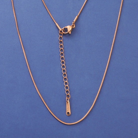 Bild von 304 Edelstahl Ins Stil Schlangenkette Kette Halskette Rosegold 40cm lang, Kettengröße: 1mm, 1 Strang
