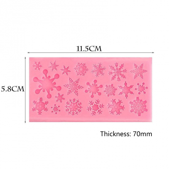 Picture of Silicone Christmas Resin Mold For Jewelry Making Rectangle Pink 15.5cm x 5.8cm, 1 Piece