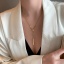 Immagine di Acciaio al titanio Stile Ins Cavo Catena Collana Placcato Oro 18K Forma a V Nappine 41cm Lunghezza, 1 Pz