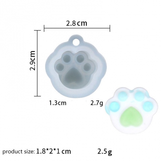 Picture of Silicone Resin Mold For Jewelry Making Paw Print Frosting White 2.9cm x 2.8cm, 2 PCs