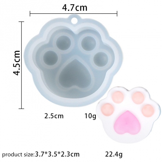 Picture of Silicone Resin Mold For Jewelry Making Paw Print Frosting White 4.7cm x 4.5cm, 2 PCs