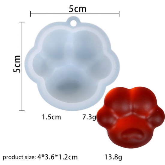 Picture of Silicone Resin Mold For Jewelry Making Paw Print Frosting White 5cm x 5cm, 2 PCs