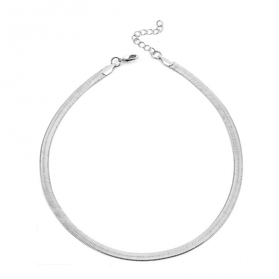 Picture of 304 Stainless Steel Simple Snake Chain Necklace Silver Tone 45cm(17 6/8") long, 1 Piece
