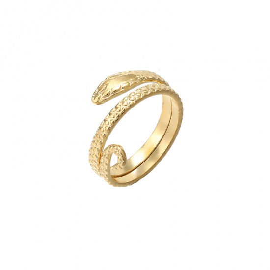 Bild von 304 Edelstahl Stilvoll Offen Verstellbar Ring Vergoldet Schlange 20mm x 20mm, 1 Stück