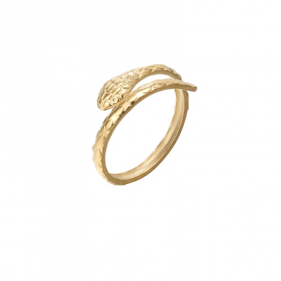 Bild von 304 Edelstahl Stilvoll Offen Verstellbar Ring Vergoldet Schlange 20mm x 8mm, 1 Stück