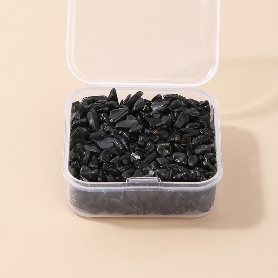Picture of Obsidian ( Natural ) Loose Cabochons (No Hole) Chip Beads Black 3mm - 2mm, 1 Box