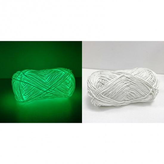 Picture of Polyester Super Soft Knitting Yarn White Glow In The Dark Luminous 2mm - 2.5mm, 1 Roll (Approx 50 M/Roll)