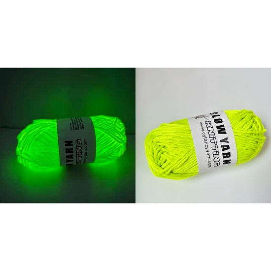 Picture of Polyester Super Soft Knitting Yarn Yellow Glow In The Dark Luminous 2mm - 2.5mm, 1 Roll (Approx 50 M/Roll)