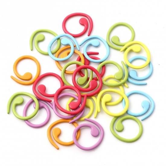 Picture of Zinc Based Alloy Knitting Stitch Markers Spiral At Random Color Mixed Painted 15mm, 1 Packet ( 100 PCs/Packet)