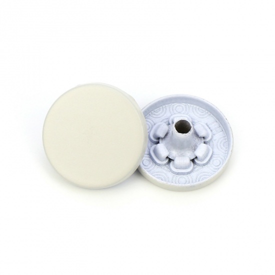 Picture of Alloy Metal Snap Fastener Buttons Beige Painted 15mm Dia., 10 PCs