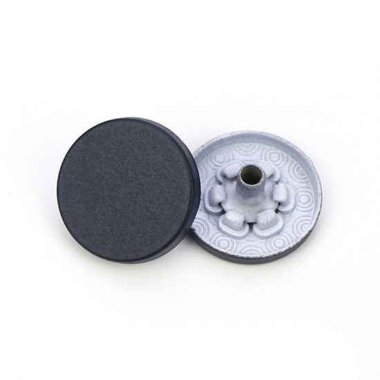 Picture of Alloy Metal Snap Fastener Buttons Navy Blue Painted 15mm Dia., 10 PCs