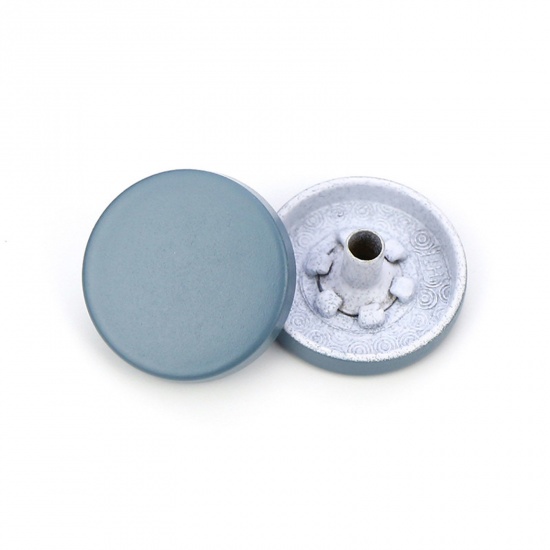 Picture of Alloy Metal Snap Fastener Buttons Blue Painted 15mm Dia., 10 PCs