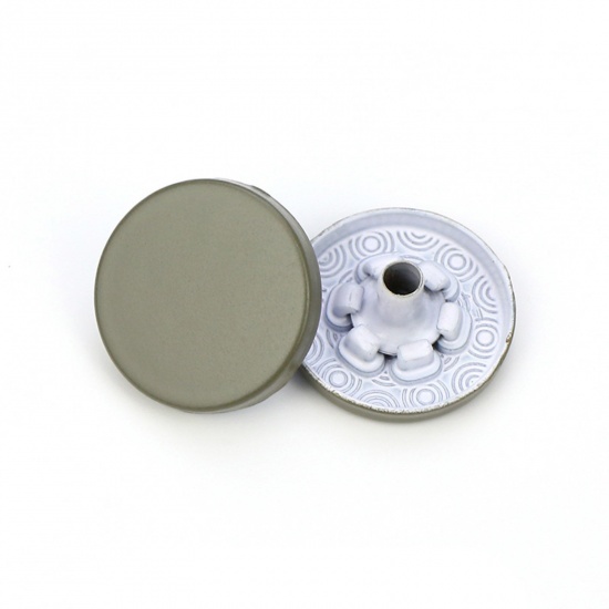Immagine di Lega Metallo Bottone a Pressione Combattimento-Verde Pittura 15mm Dia, 10 Pz
