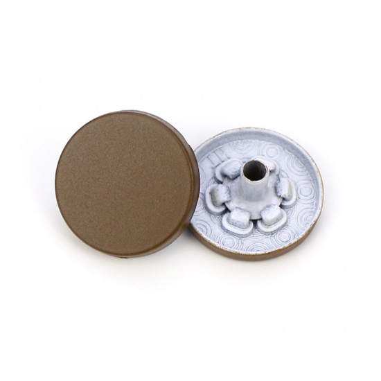 Picture of Alloy Metal Snap Fastener Buttons Coffee Painted 15mm Dia., 10 PCs