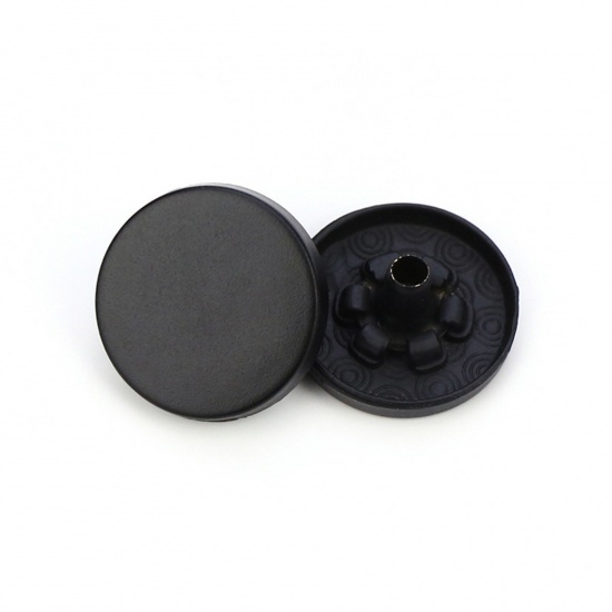 Picture of Alloy Metal Snap Fastener Buttons Black Painted 15mm Dia., 10 PCs