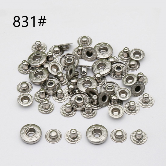 Picture of Alloy Metal Snap Fastener Buttons Silver Tone 14mm Dia., 10 Sets