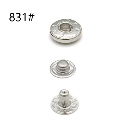 Picture of Alloy Metal Snap Fastener Buttons Silver Tone 14mm Dia., 10 Sets