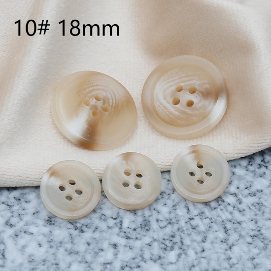 Picture of Resin Sewing Buttons Scrapbooking 4 Holes Round Beige 18mm Dia, 50 PCs