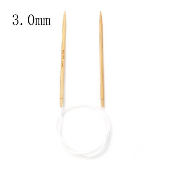 Picture of 3mm Bamboo & Plastic Circular Knitting Needles Beige 40cm(15 6/8") long, 1 Piece