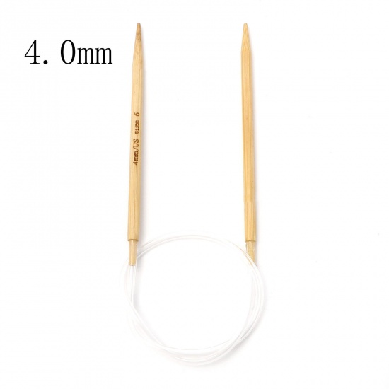 Picture of (US6 4.0mm) Bamboo & Plastic Circular Knitting Needles Beige 40cm(15 6/8") long, 1 Piece