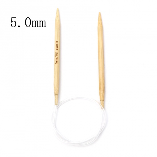 Picture of (US8 5.0mm) Bamboo & Plastic Circular Knitting Needles Beige 40cm(15 6/8") long, 1 Piece