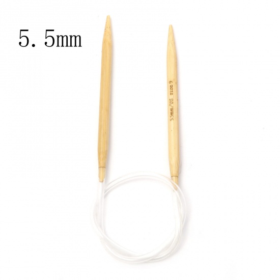 Picture of (US9 5.5mm) Bamboo & Plastic Circular Knitting Needles Beige 40cm(15 6/8") long, 1 Piece