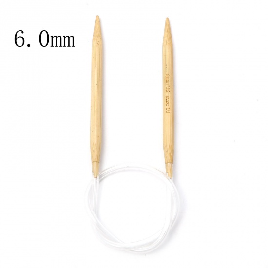 Picture of (US10 6.0mm) Bamboo & Plastic Circular Knitting Needles Beige 40cm(15 6/8") long, 1 Piece