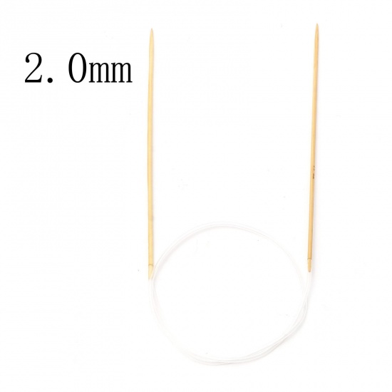 Picture of (US0 2.0mm) Bamboo & Plastic Circular Knitting Needles Beige 60cm(23 5/8") long, 1 Piece