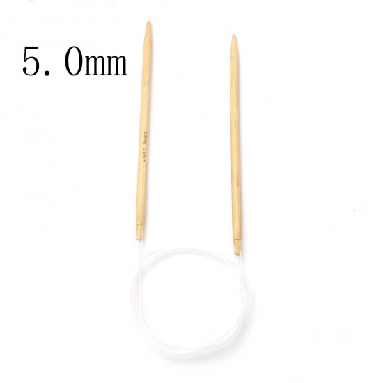 Picture of (US8 5.0mm) Bamboo & Plastic Circular Knitting Needles Beige 60cm(23 5/8") long, 1 Piece