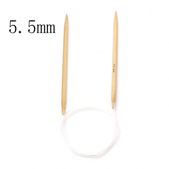 Picture of (US9 5.5mm) Bamboo & Plastic Circular Knitting Needles Beige 60cm(23 5/8") long, 1 Piece