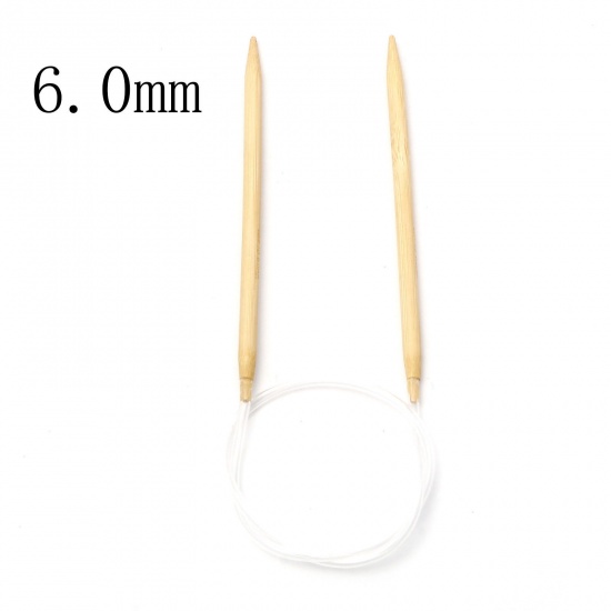 Picture of (US10 6.0mm) Bamboo & Plastic Circular Knitting Needles Beige 60cm(23 5/8") long, 1 Piece