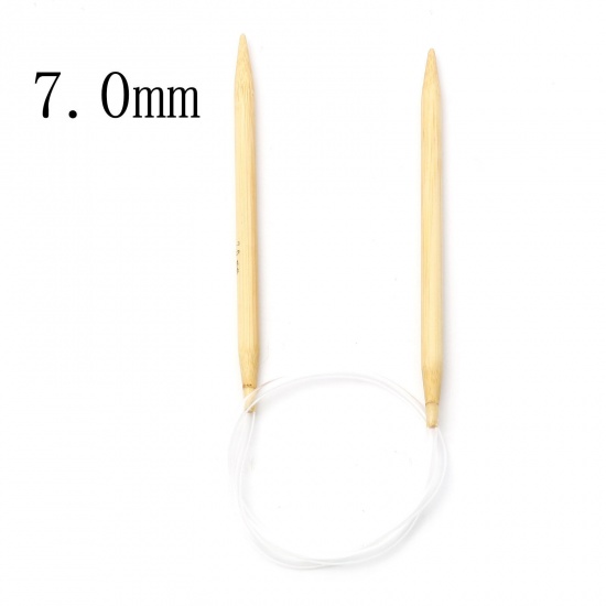 Picture of 7mm Bamboo & Plastic Circular Knitting Needles Beige 60cm(23 5/8") long, 1 Piece