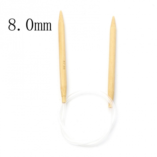 Picture of (US11 8.0mm) Bamboo & Plastic Circular Knitting Needles Beige 60cm(23 5/8") long, 1 Piece