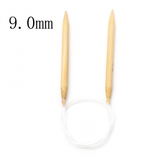 Picture of (US13 9.0mm) Bamboo & Plastic Circular Knitting Needles Beige 60cm(23 5/8") long, 1 Piece