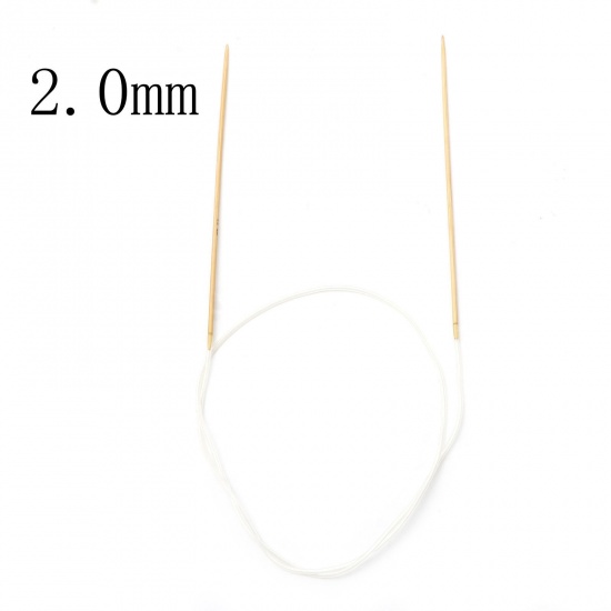 Image de (US0 2.0mm) Aiguilles Circulaire en Bambou & Plastique Beige 80cm long, 1 Pièce