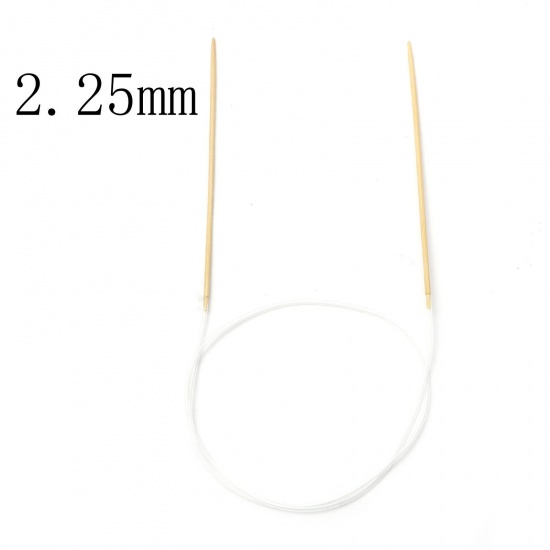 Image de (US1 2.25mm) Aiguilles Circulaire en Bambou & Plastique Beige 80cm long, 1 Pièce