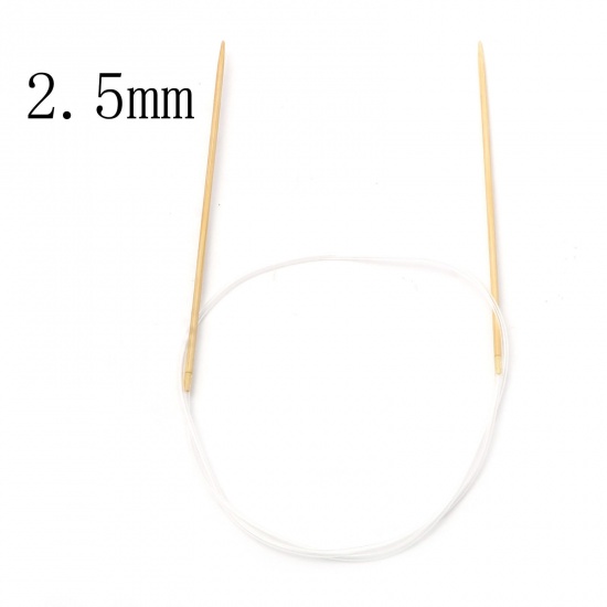 Image de 2.5mm Aiguilles Circulaire en Bambou & Plastique Beige 80cm long, 1 Pièce