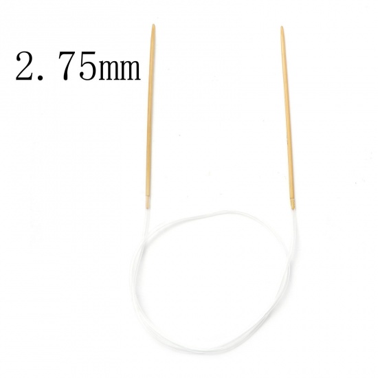 Image de (US2 2.75mm) Aiguilles Circulaire en Bambou & Plastique Beige 80cm long, 1 Pièce