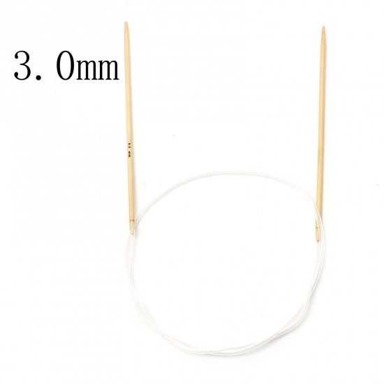 Image de 3mm Aiguilles Circulaire en Bambou & Plastique Beige 80cm long, 1 Pièce