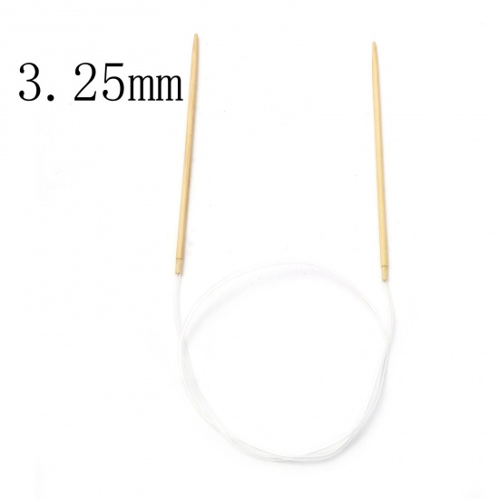 Image de (US3 3.25mm) Aiguilles Circulaire en Bambou & Plastique Beige 80cm long, 1 Pièce